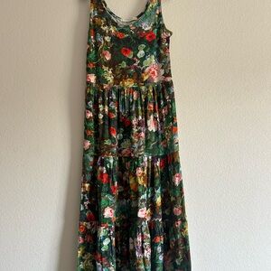 Peruvian Connection Floral Maxi Dress - Green and Red